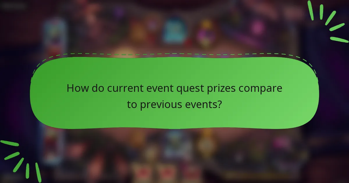 How do current event quest prizes compare to previous events?